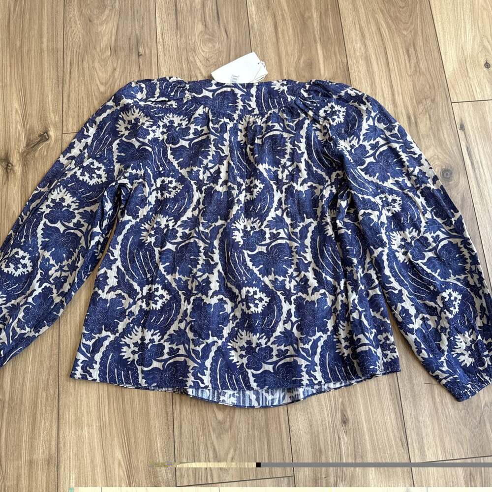NEW Ulla Johnson Brea Paisley Blue Floral Print Blouse Sz 10 NWT $320 Peasant - Picture 8 of 9